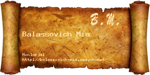 Balassovich Mia névjegykártya